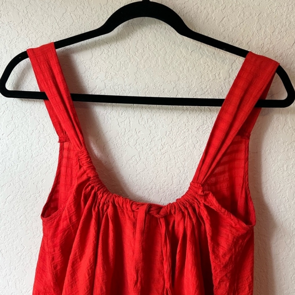 Lush Flowy Long Dress Sleeveless Maxi Red Orange Cotton Bohemian Boho Hippie L - Picture 7 of 11